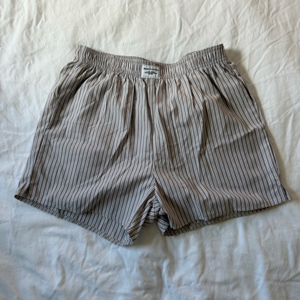 Striped Gray and White Shorts